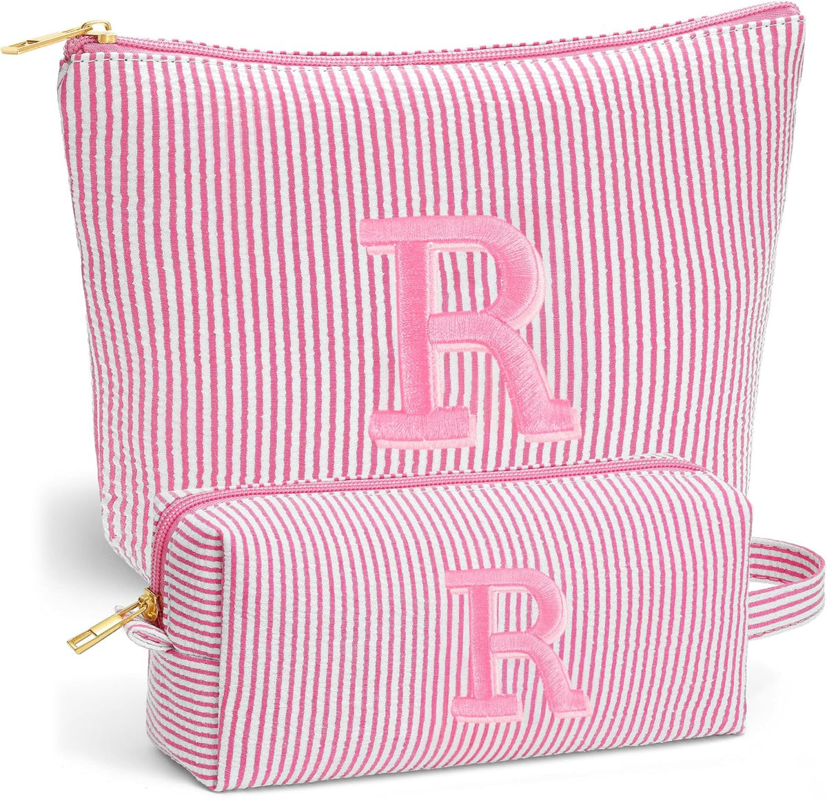 Birthday Gifts for Women - Initial Travel Makeup Bag for Women, Teen Girl Gifts Trendy Stuff, Birthday Gift for Women Girls Teen Girls, Pink Travel Makeup Bag - Letter A