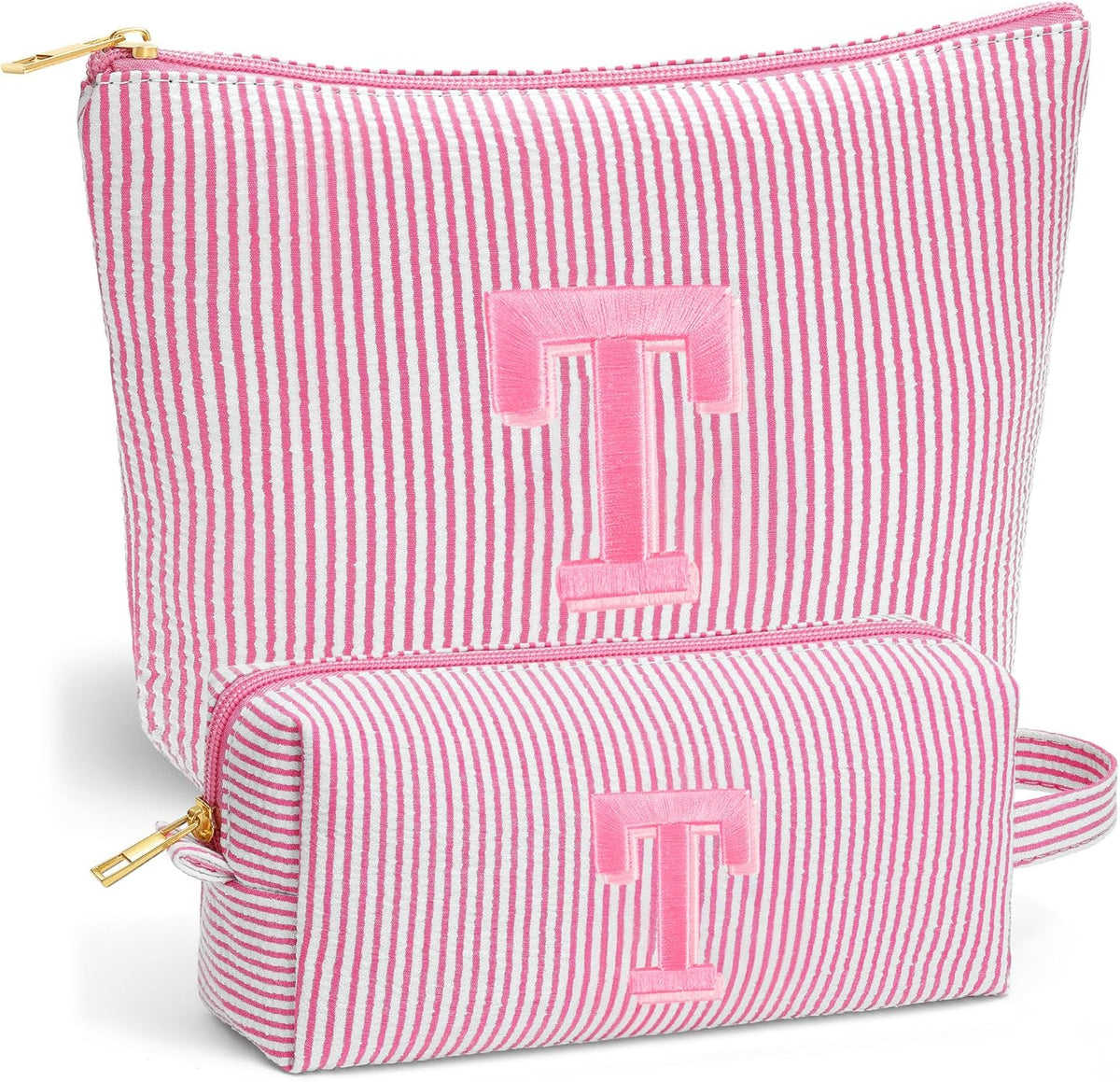 Birthday Gifts for Women - Initial Travel Makeup Bag for Women, Teen Girl Gifts Trendy Stuff, Birthday Gift for Women Girls Teen Girls, Pink Travel Makeup Bag - Letter A