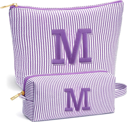 Birthday Gifts for Women - Initial Travel Makeup Bag for Women, Teen Girl Gifts Trendy Stuff, Birthday Gift for Women Girls Teen Girls, Pink Travel Makeup Bag - Letter A