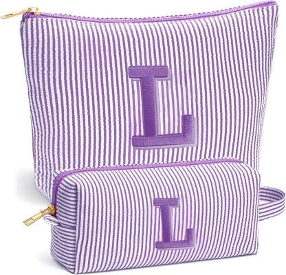 Birthday Gifts for Women - Initial Travel Makeup Bag for Women, Teen Girl Gifts Trendy Stuff, Birthday Gift for Women Girls Teen Girls, Pink Travel Makeup Bag - Letter A