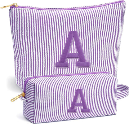 Birthday Gifts for Women - Initial Travel Makeup Bag for Women, Teen Girl Gifts Trendy Stuff, Birthday Gift for Women Girls Teen Girls, Pink Travel Makeup Bag - Letter A