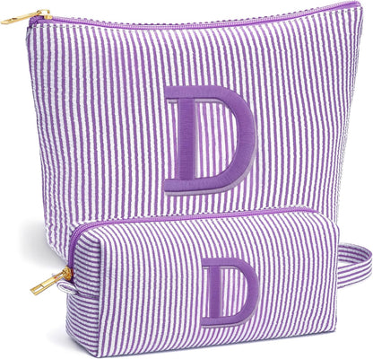Birthday Gifts for Women - Initial Travel Makeup Bag for Women, Teen Girl Gifts Trendy Stuff, Birthday Gift for Women Girls Teen Girls, Pink Travel Makeup Bag - Letter A
