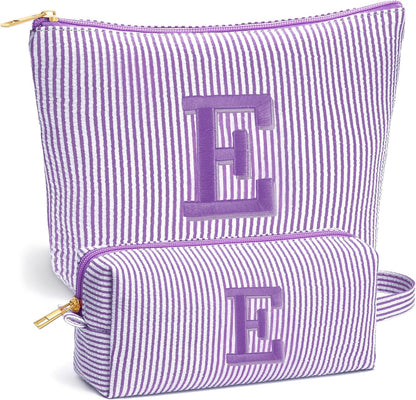 Birthday Gifts for Women - Initial Travel Makeup Bag for Women, Teen Girl Gifts Trendy Stuff, Birthday Gift for Women Girls Teen Girls, Pink Travel Makeup Bag - Letter A