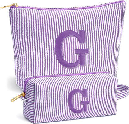 Birthday Gifts for Women - Initial Travel Makeup Bag for Women, Teen Girl Gifts Trendy Stuff, Birthday Gift for Women Girls Teen Girls, Pink Travel Makeup Bag - Letter A