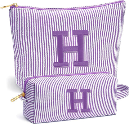 Birthday Gifts for Women - Initial Travel Makeup Bag for Women, Teen Girl Gifts Trendy Stuff, Birthday Gift for Women Girls Teen Girls, Pink Travel Makeup Bag - Letter A