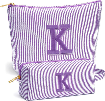 Birthday Gifts for Women - Initial Travel Makeup Bag for Women, Teen Girl Gifts Trendy Stuff, Birthday Gift for Women Girls Teen Girls, Pink Travel Makeup Bag - Letter A
