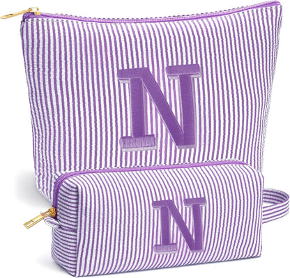Birthday Gifts for Women - Initial Travel Makeup Bag for Women, Teen Girl Gifts Trendy Stuff, Birthday Gift for Women Girls Teen Girls, Pink Travel Makeup Bag - Letter A