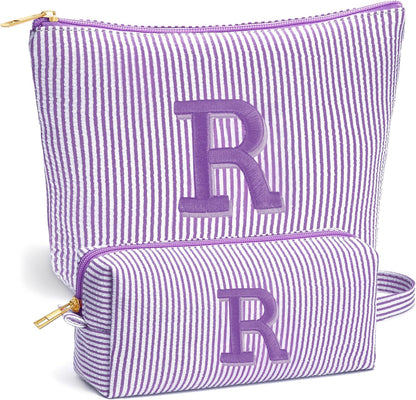 Birthday Gifts for Women - Initial Travel Makeup Bag for Women, Teen Girl Gifts Trendy Stuff, Birthday Gift for Women Girls Teen Girls, Pink Travel Makeup Bag - Letter A