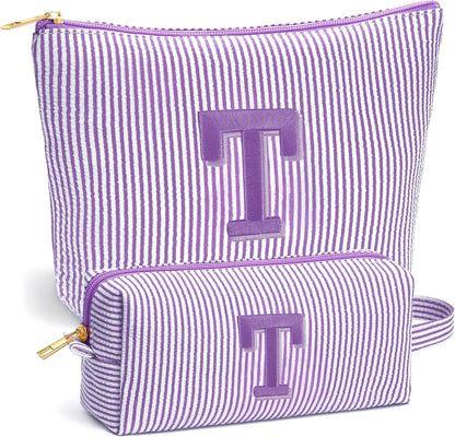 Birthday Gifts for Women - Initial Travel Makeup Bag for Women, Teen Girl Gifts Trendy Stuff, Birthday Gift for Women Girls Teen Girls, Pink Travel Makeup Bag - Letter A