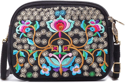 Embroidered Cute Mini Crossbody Bag for Women Small Handbags Wristlet Wallet Bag Cell-phone Pouch Coin Purse