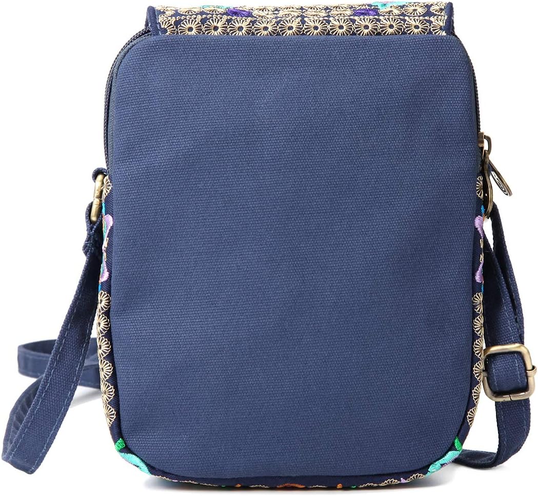 Embroidered Cute Mini Crossbody Bag for Women Small Handbags Wristlet Wallet Bag Cell-phone Pouch Coin Purse