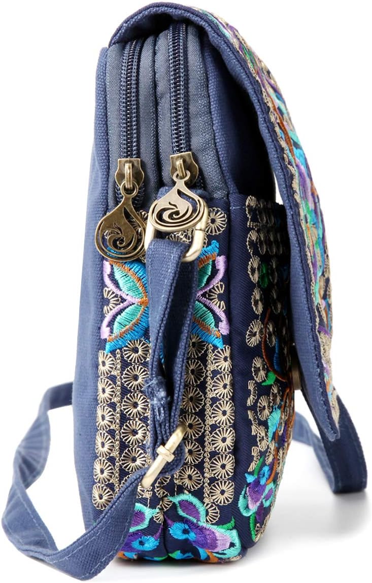 Embroidered Cute Mini Crossbody Bag for Women Small Handbags Wristlet Wallet Bag Cell-phone Pouch Coin Purse