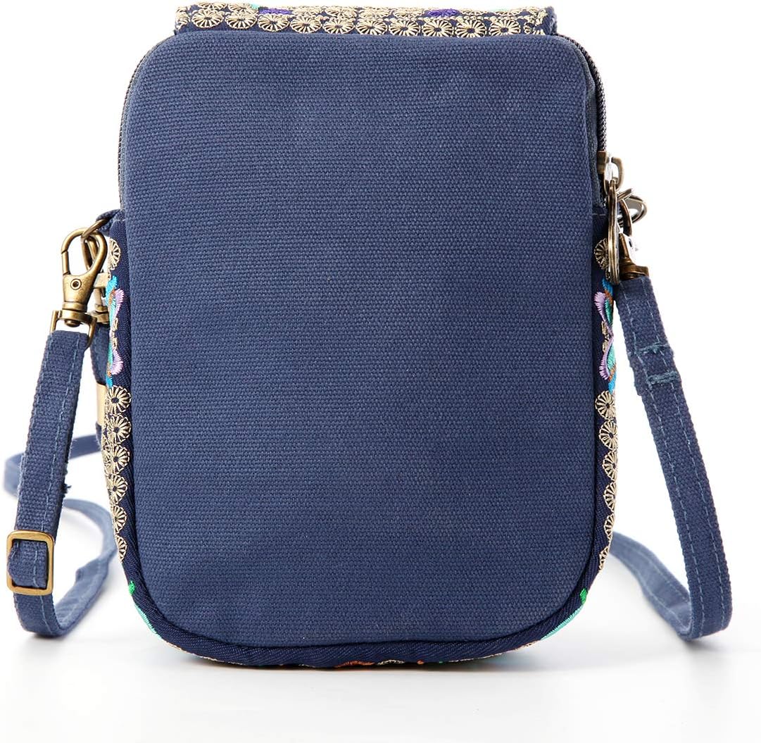 Embroidered Cute Mini Crossbody Bag for Women Small Handbags Wristlet Wallet Bag Cell-phone Pouch Coin Purse
