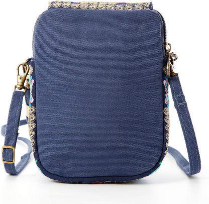 Embroidered Cute Mini Crossbody Bag for Women Small Handbags Wristlet Wallet Bag Cell-phone Pouch Coin Purse
