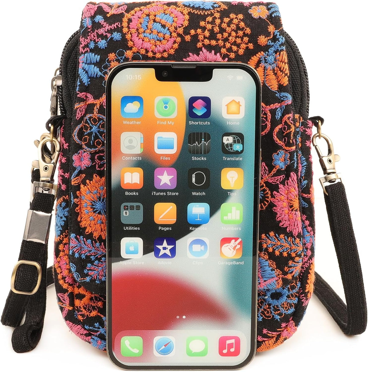 Embroidered Cute Mini Crossbody Bag for Women Small Handbags Wristlet Wallet Bag Cell-phone Pouch Coin Purse