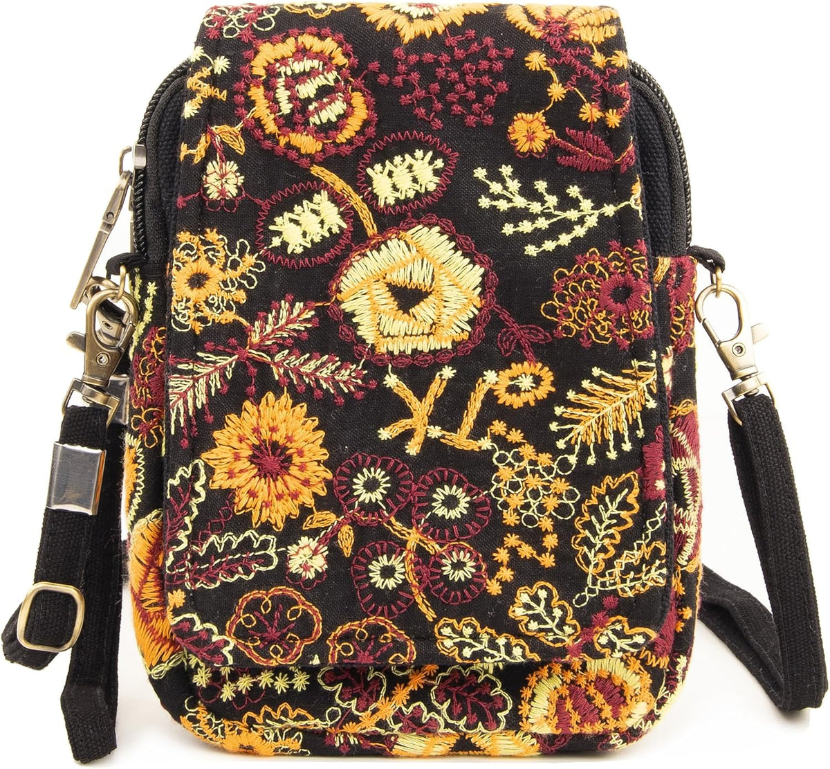 Embroidered Cute Mini Crossbody Bag for Women Small Handbags Wristlet Wallet Bag Cell-phone Pouch Coin Purse