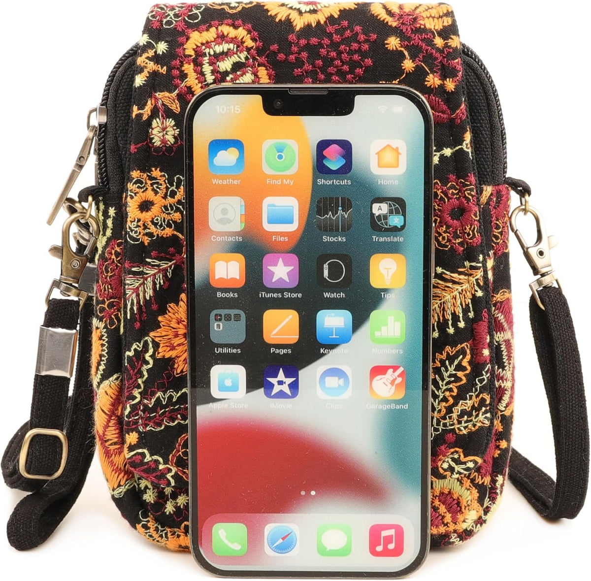 Embroidered Cute Mini Crossbody Bag for Women Small Handbags Wristlet Wallet Bag Cell-phone Pouch Coin Purse