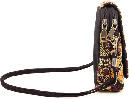 Embroidered Cute Mini Crossbody Bag for Women Small Handbags Wristlet Wallet Bag Cell-phone Pouch Coin Purse