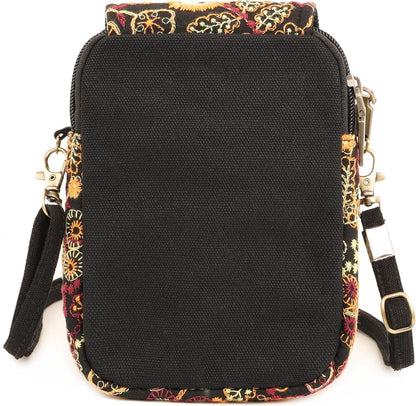 Embroidered Cute Mini Crossbody Bag for Women Small Handbags Wristlet Wallet Bag Cell-phone Pouch Coin Purse
