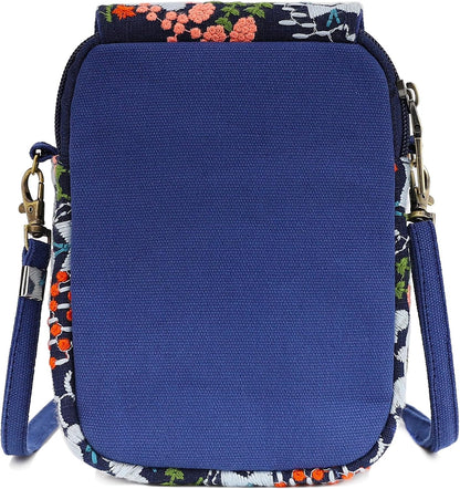 Embroidered Cute Mini Crossbody Bag for Women Small Handbags Wristlet Wallet Bag Cell-phone Pouch Coin Purse