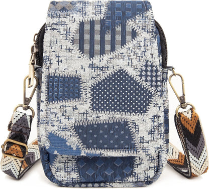 Embroidered Cute Mini Crossbody Bag for Women Small Handbags Wristlet Wallet Bag Cell-phone Pouch Coin Purse