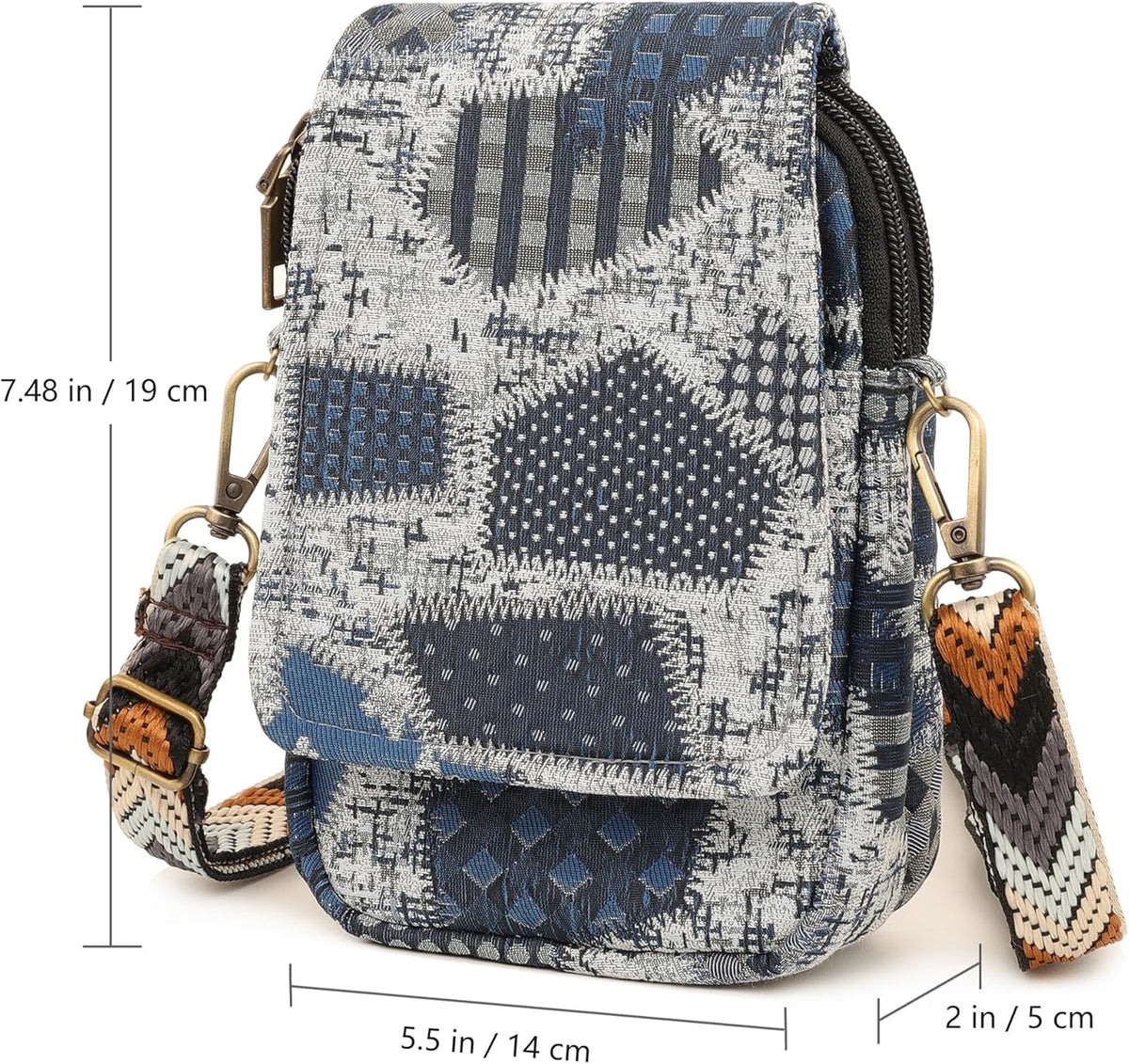 Embroidered Cute Mini Crossbody Bag for Women Small Handbags Wristlet Wallet Bag Cell-phone Pouch Coin Purse