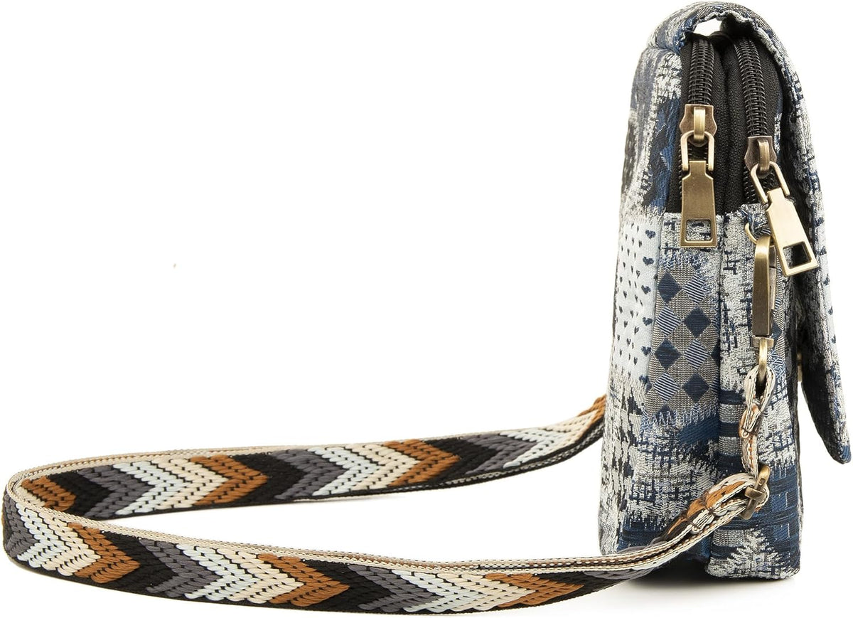 Embroidered Cute Mini Crossbody Bag for Women Small Handbags Wristlet Wallet Bag Cell-phone Pouch Coin Purse