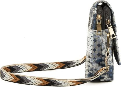 Embroidered Cute Mini Crossbody Bag for Women Small Handbags Wristlet Wallet Bag Cell-phone Pouch Coin Purse