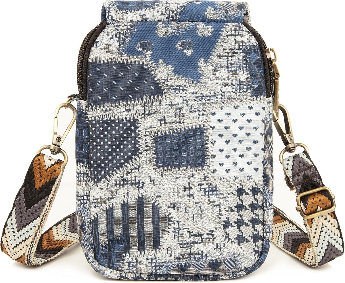 Embroidered Cute Mini Crossbody Bag for Women Small Handbags Wristlet Wallet Bag Cell-phone Pouch Coin Purse