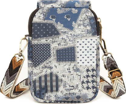 Embroidered Cute Mini Crossbody Bag for Women Small Handbags Wristlet Wallet Bag Cell-phone Pouch Coin Purse