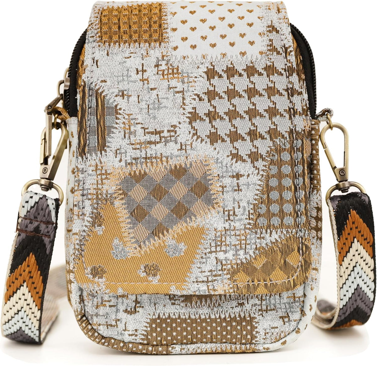 Embroidered Cute Mini Crossbody Bag for Women Small Handbags Wristlet Wallet Bag Cell-phone Pouch Coin Purse
