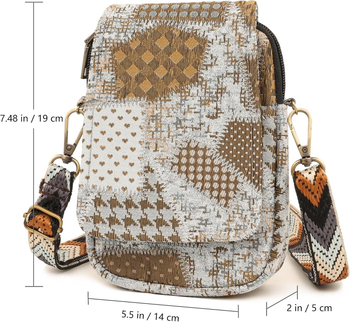 Embroidered Cute Mini Crossbody Bag for Women Small Handbags Wristlet Wallet Bag Cell-phone Pouch Coin Purse