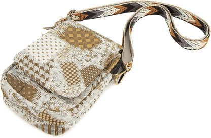 Embroidered Cute Mini Crossbody Bag for Women Small Handbags Wristlet Wallet Bag Cell-phone Pouch Coin Purse