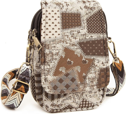 Embroidered Cute Mini Crossbody Bag for Women Small Handbags Wristlet Wallet Bag Cell-phone Pouch Coin Purse