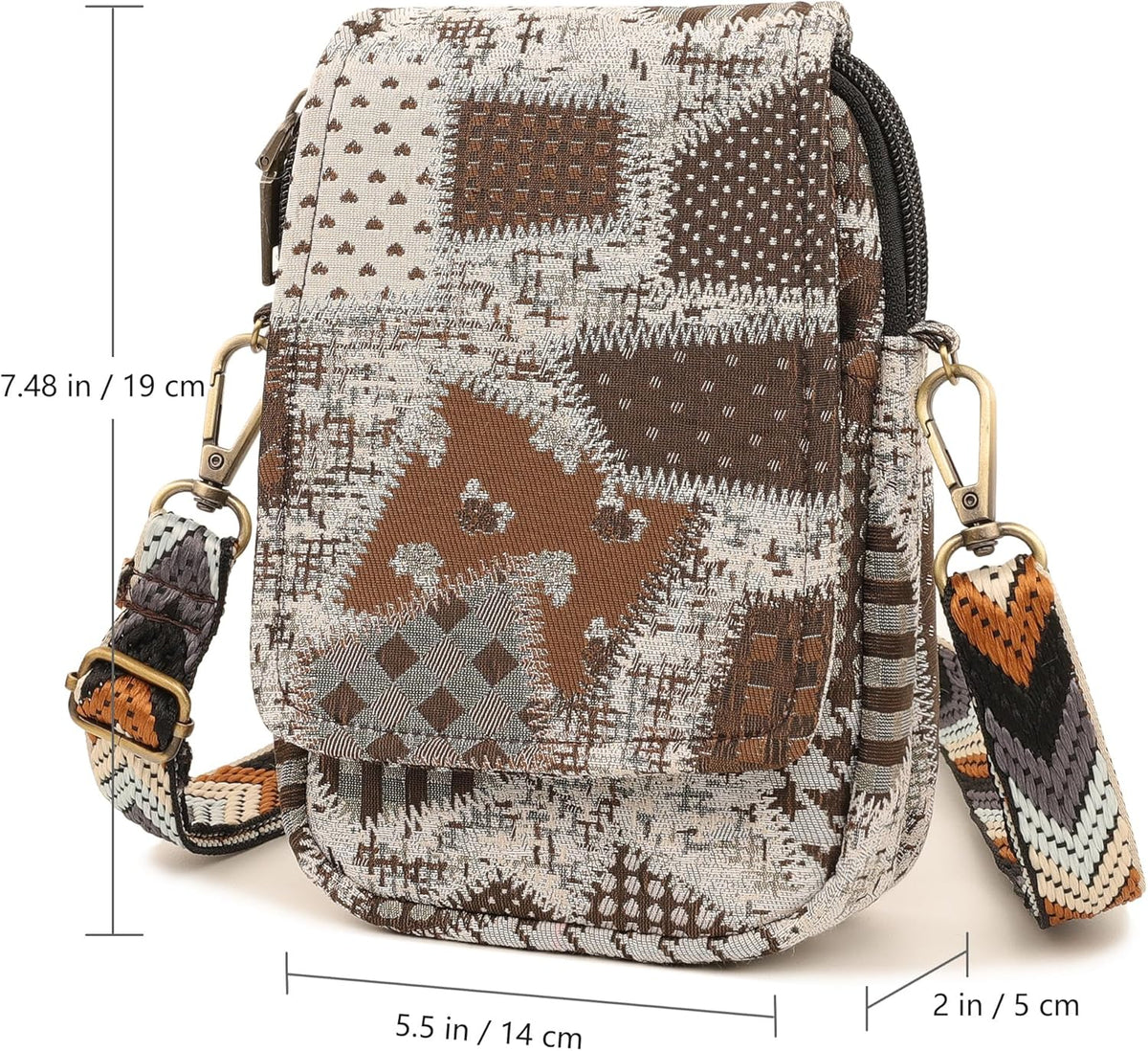 Embroidered Cute Mini Crossbody Bag for Women Small Handbags Wristlet Wallet Bag Cell-phone Pouch Coin Purse