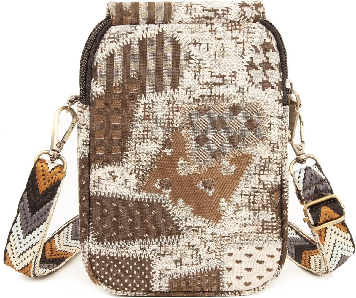 Embroidered Cute Mini Crossbody Bag for Women Small Handbags Wristlet Wallet Bag Cell-phone Pouch Coin Purse