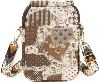Embroidered Cute Mini Crossbody Bag for Women Small Handbags Wristlet Wallet Bag Cell-phone Pouch Coin Purse
