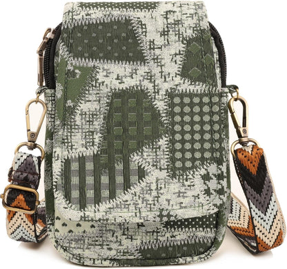 Embroidered Cute Mini Crossbody Bag for Women Small Handbags Wristlet Wallet Bag Cell-phone Pouch Coin Purse