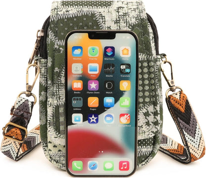 Embroidered Cute Mini Crossbody Bag for Women Small Handbags Wristlet Wallet Bag Cell-phone Pouch Coin Purse