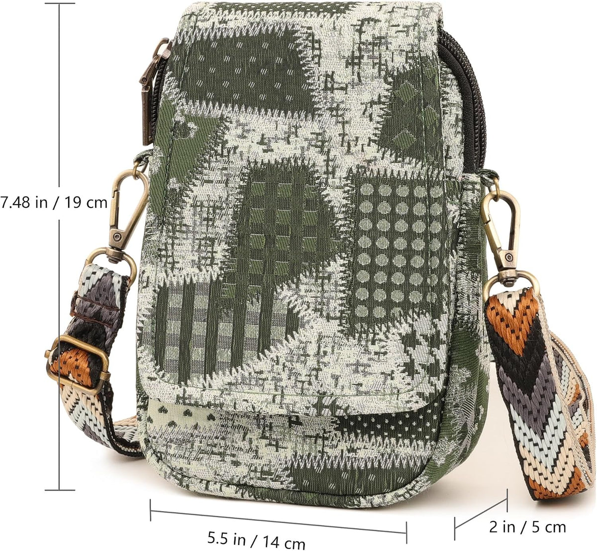 Embroidered Cute Mini Crossbody Bag for Women Small Handbags Wristlet Wallet Bag Cell-phone Pouch Coin Purse