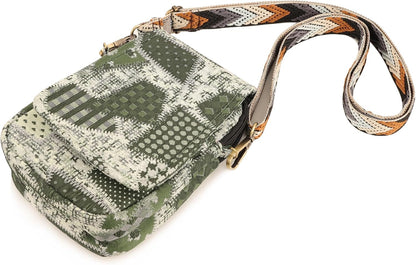 Embroidered Cute Mini Crossbody Bag for Women Small Handbags Wristlet Wallet Bag Cell-phone Pouch Coin Purse