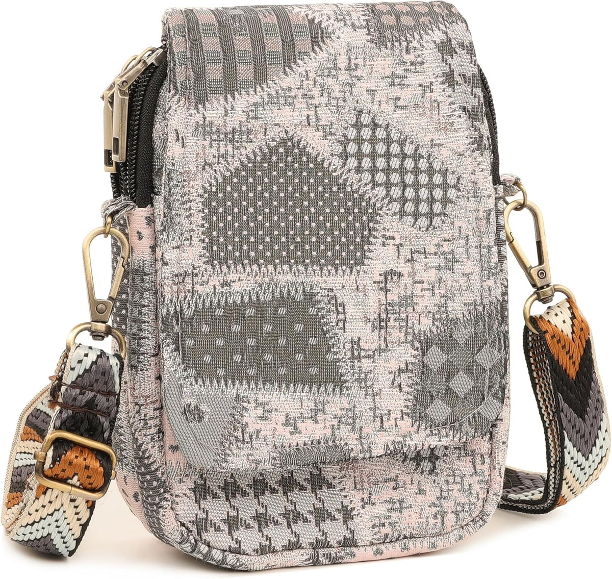 Embroidered Cute Mini Crossbody Bag for Women Small Handbags Wristlet Wallet Bag Cell-phone Pouch Coin Purse