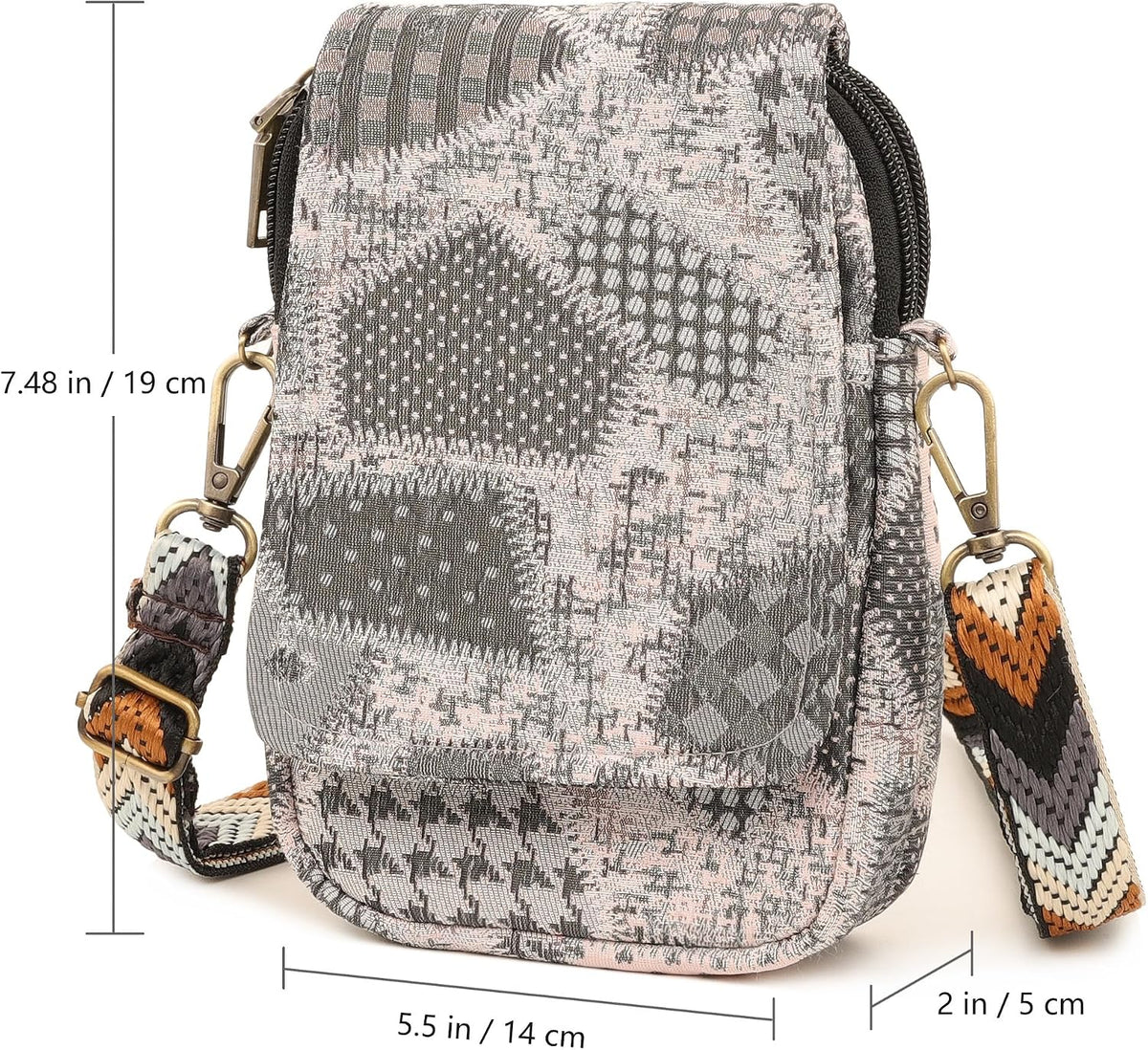 Embroidered Cute Mini Crossbody Bag for Women Small Handbags Wristlet Wallet Bag Cell-phone Pouch Coin Purse