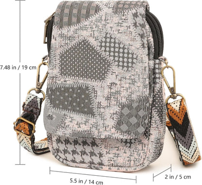 Embroidered Cute Mini Crossbody Bag for Women Small Handbags Wristlet Wallet Bag Cell-phone Pouch Coin Purse