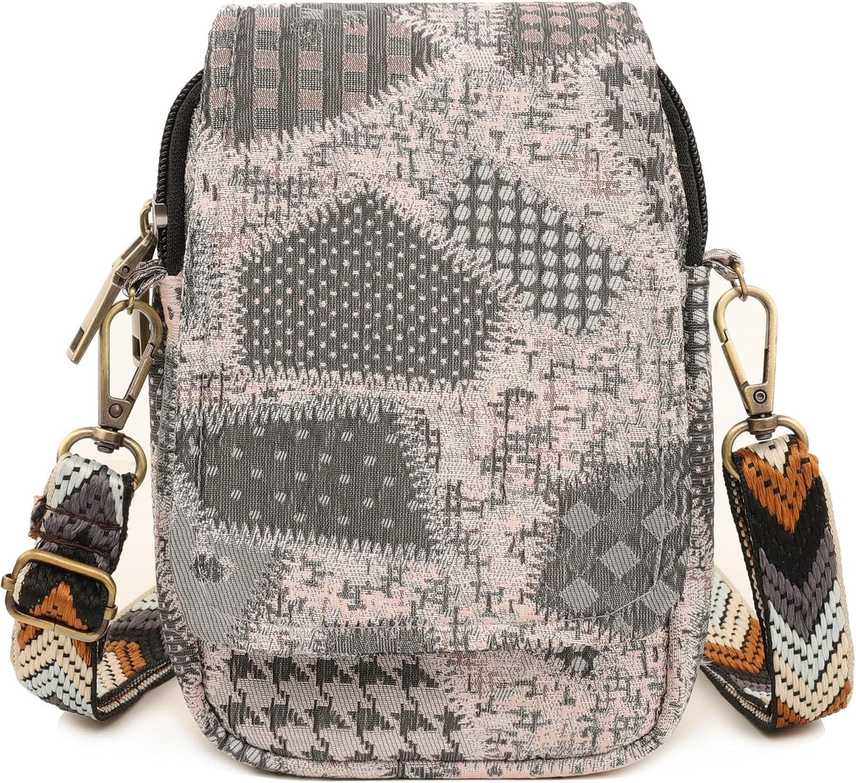Embroidered Cute Mini Crossbody Bag for Women Small Handbags Wristlet Wallet Bag Cell-phone Pouch Coin Purse
