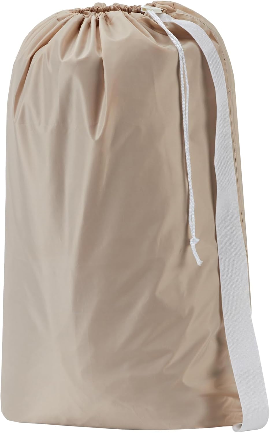 XL Nylon Laundry Bag with Strap, Large Dirty Clothes Organizer, Easy Fit a Laundry Hamper or Basket, Can Carry Up to 4 Loads of Laundry, Beige