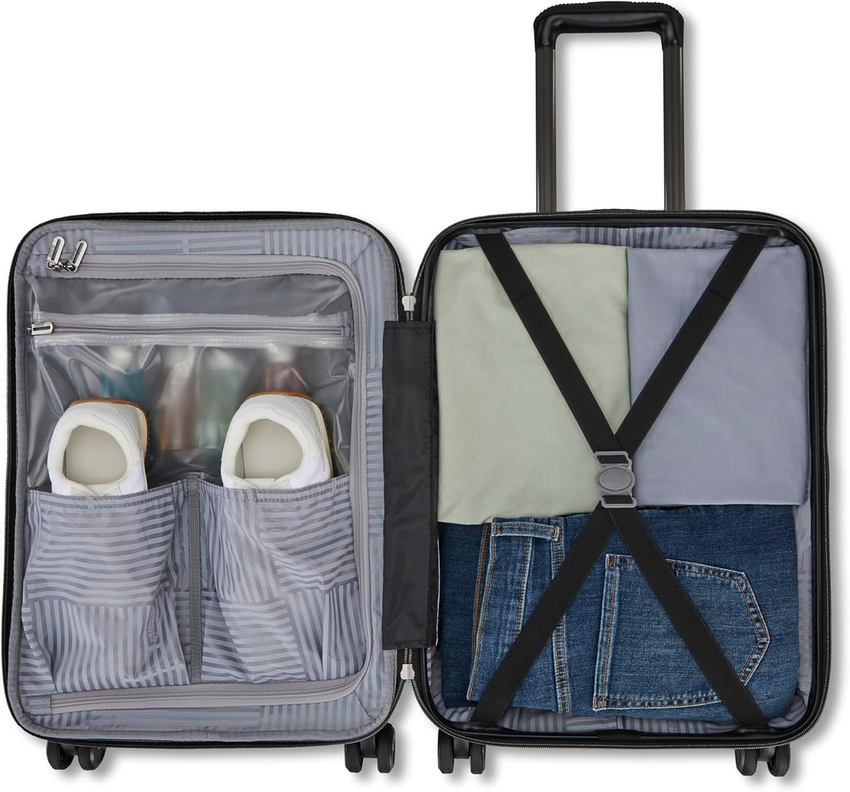 Fathead Underseater Carry-On Luggage - Airline Approved - Customize with Favorite Sports or Character Decal - Durable ABS Hardshell - RightHeight™ Adjustable Handle - White