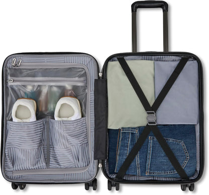 Fathead Underseater Carry-On Luggage - Airline Approved - Customize with Favorite Sports or Character Decal - Durable ABS Hardshell - RightHeight™ Adjustable Handle - White