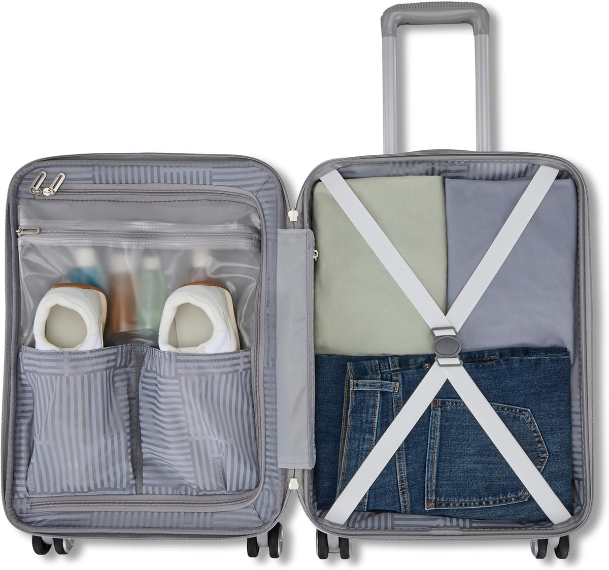 Fathead Underseater Carry-On Luggage - Airline Approved - Customize with Favorite Sports or Character Decal - Durable ABS Hardshell - RightHeight™ Adjustable Handle - White