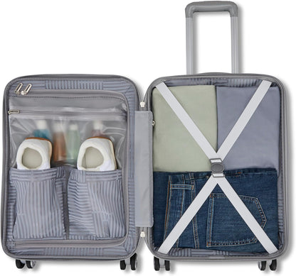 Fathead Underseater Carry-On Luggage - Airline Approved - Customize with Favorite Sports or Character Decal - Durable ABS Hardshell - RightHeight™ Adjustable Handle - White